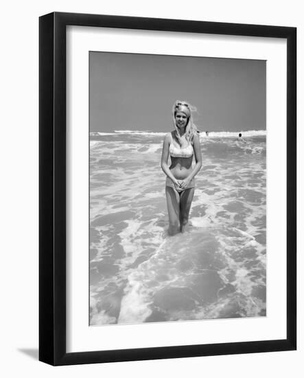 Woman Standing in Ocean Surf-Philip Gendreau-Framed Photographic Print