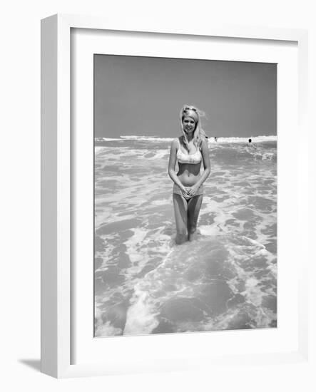 Woman Standing in Ocean Surf-Philip Gendreau-Framed Photographic Print