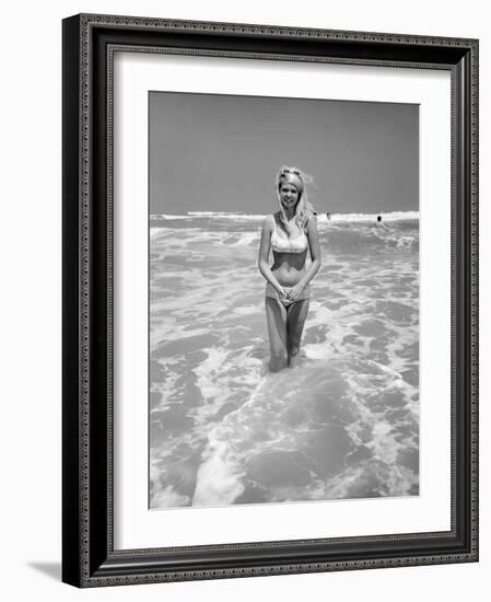 Woman Standing in Ocean Surf-Philip Gendreau-Framed Photographic Print