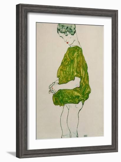 Woman, Standing, with Hands Clasped, 1914-Egon Schiele-Framed Giclee Print