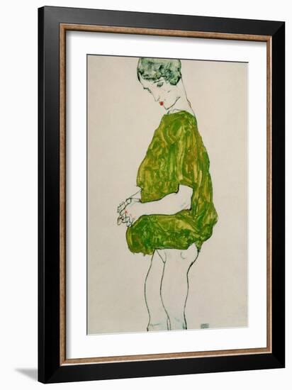 Woman, Standing, with Hands Clasped, 1914-Egon Schiele-Framed Giclee Print