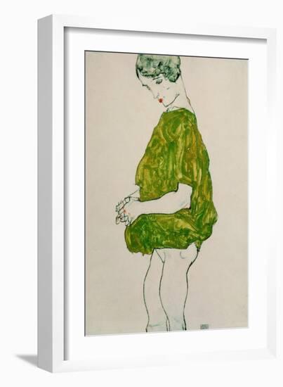 Woman, Standing, with Hands Clasped, 1914-Egon Schiele-Framed Giclee Print