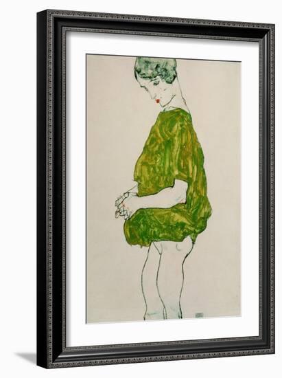 Woman, Standing, with Hands Clasped, 1914-Egon Schiele-Framed Giclee Print