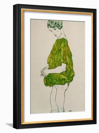 Woman, Standing, with Hands Clasped, 1914-Egon Schiele-Framed Giclee Print