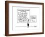 Woman stands before two charts on wall. The complicated one says 'Finding ? - Cartoon-Ted Goff-Framed Premium Giclee Print