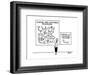 Woman stands before two charts on wall. The complicated one says 'Finding ? - Cartoon-Ted Goff-Framed Premium Giclee Print