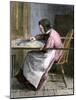 Woman Stitching a Patchwork Quilt, 1800s-null-Mounted Giclee Print