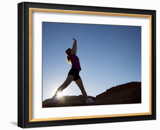 Woman Stretching, Monument Valley Navajo Tribal Park, Arizona Utah Border-Angelo Cavalli-Framed Photographic Print