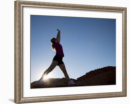 Woman Stretching, Monument Valley Navajo Tribal Park, Arizona Utah Border-Angelo Cavalli-Framed Photographic Print