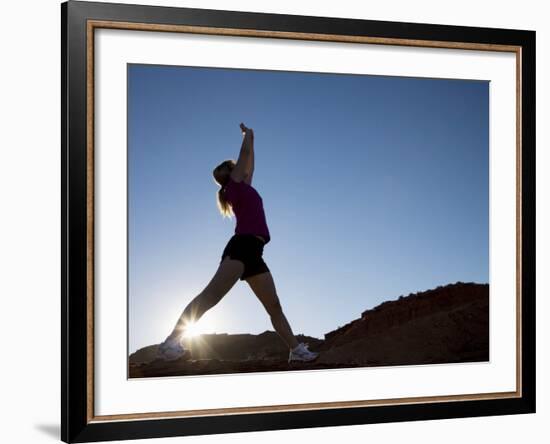 Woman Stretching, Monument Valley Navajo Tribal Park, Arizona Utah Border-Angelo Cavalli-Framed Photographic Print