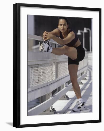 Woman Stretching Outdoors, New York, New York, USA-Chris Trotman-Framed Photographic Print