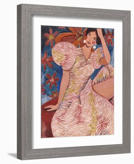 Woman Striped Dress-Caroline Bonne Müller-Framed Photographic Print