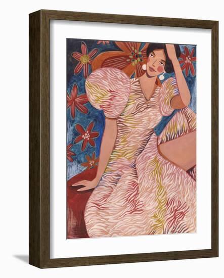 Woman Striped Dress-Caroline Bonne Müller-Framed Photographic Print