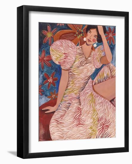 Woman Striped Dress-Caroline Bonne Müller-Framed Photographic Print