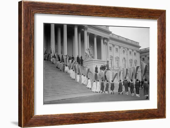 Woman Suffrage Demonstration with Banners at the U.S. Capitol in 1917-null-Framed Photo