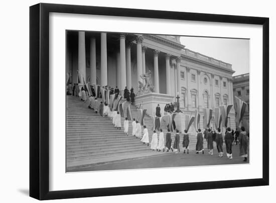 Woman Suffrage Demonstration with Banners at the U.S. Capitol in 1917-null-Framed Photo