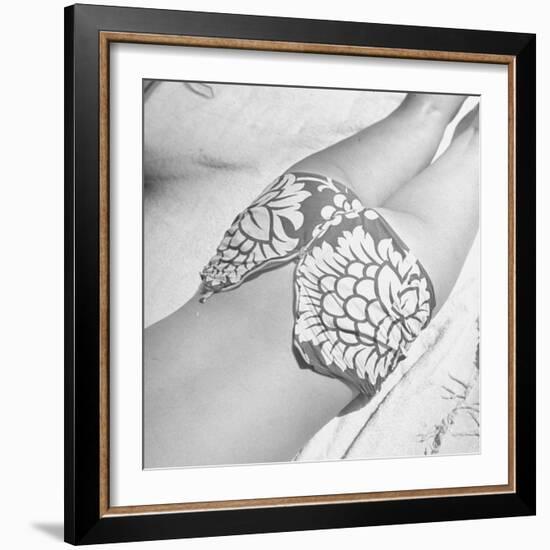 Woman Sun Bathing with Her Bikini Bottom Half Way Unzipped-Ralph Morse-Framed Photographic Print