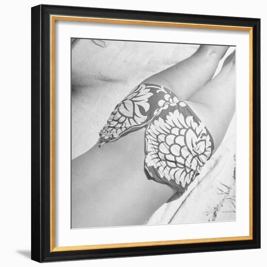 Woman Sun Bathing with Her Bikini Bottom Half Way Unzipped-Ralph Morse-Framed Photographic Print