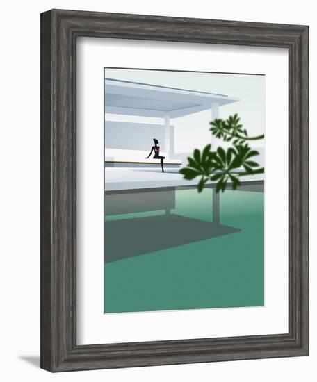 Woman Sunbathing by Luxurious Swimming Pool-null-Framed Giclee Print