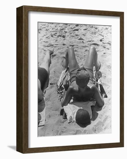 Woman Sunbathing on the French Riviera-John Phillips-Framed Photographic Print