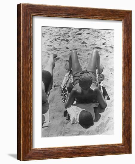 Woman Sunbathing on the French Riviera-John Phillips-Framed Photographic Print