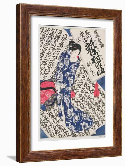 Woman Surrounded by Calligraphy-Utagawa Kunisada-Framed Giclee Print