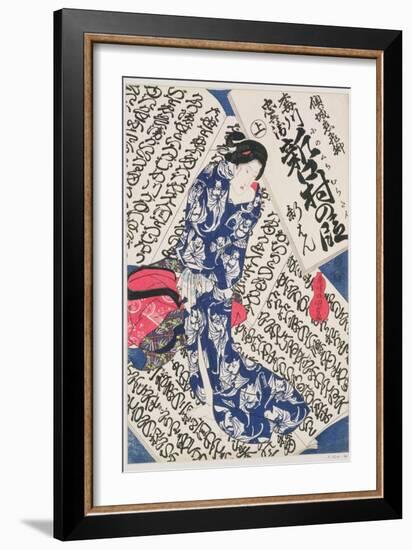 Woman Surrounded by Calligraphy-Utagawa Kunisada-Framed Giclee Print