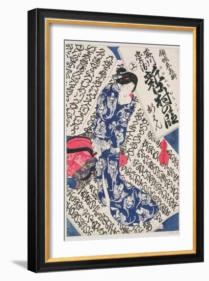 Woman Surrounded by Calligraphy-Utagawa Kunisada-Framed Giclee Print