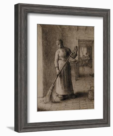 Woman Sweeping Her Home-Jean-François Millet-Framed Giclee Print