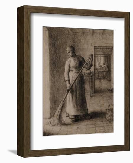 Woman Sweeping Her Home-Jean-François Millet-Framed Giclee Print