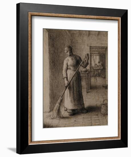 Woman Sweeping Her Home-Jean-François Millet-Framed Giclee Print