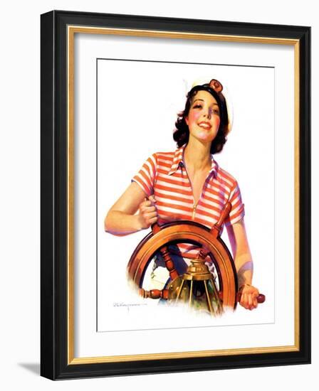 "Woman Takes the Wheel,"October 14, 1933-Robert C. Kauffmann-Framed Giclee Print