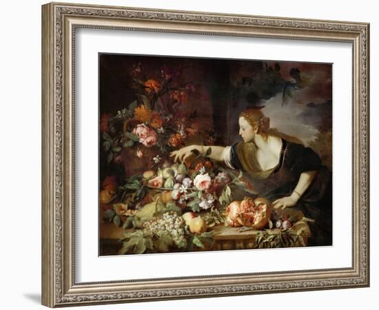 Woman Taking Fruit-Abraham Brueghel-Framed Giclee Print