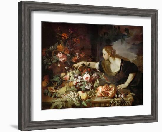 Woman Taking Fruit-Abraham Brueghel-Framed Giclee Print