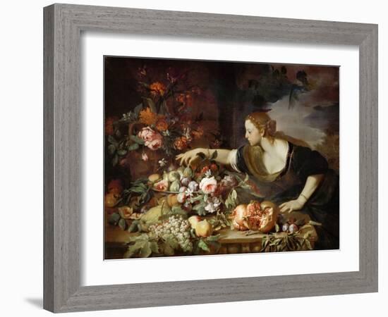 Woman Taking Fruit-Abraham Brueghel-Framed Giclee Print