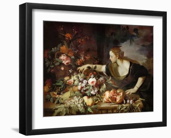 Woman Taking Fruit-Abraham Brueghel-Framed Giclee Print