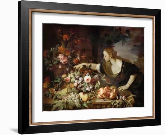 Woman Taking Fruit-Abraham Brueghel-Framed Giclee Print