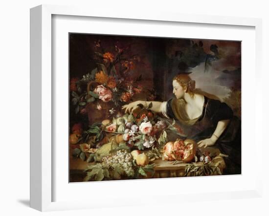 Woman Taking Fruit-Abraham Brueghel-Framed Giclee Print