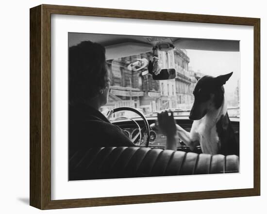 Woman Taxi Driver Sharing Front Seat with Pet Dog-Alfred Eisenstaedt-Framed Photographic Print