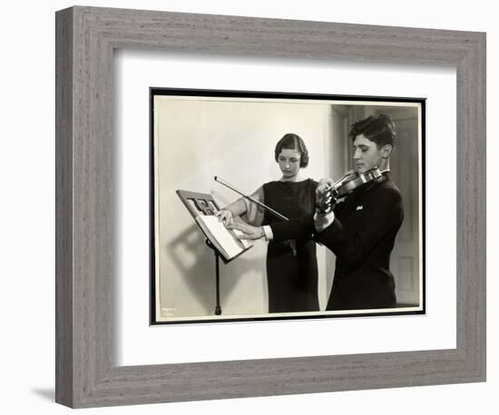 Woman Teaching a Blind Young Man to Play the Violin at the New York Associa-Byron Company-Framed Giclee Print