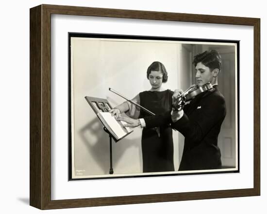 Woman Teaching a Blind Young Man to Play the Violin at the New York Associa-Byron Company-Framed Giclee Print