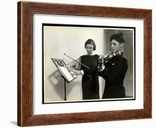 Woman Teaching a Blind Young Man to Play the Violin at the New York Associa-Byron Company-Framed Giclee Print