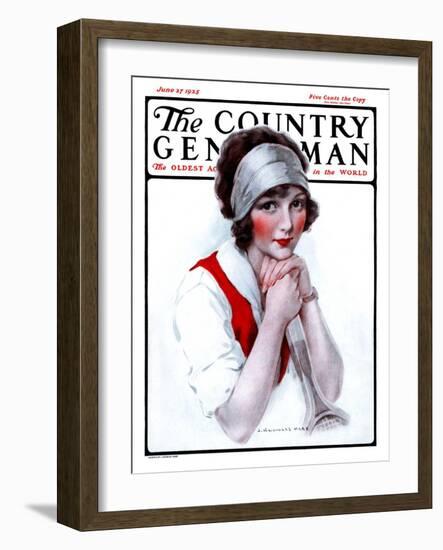 "Woman Tennis Player," Country Gentleman Cover, June 27, 1925-J. Knowles Hare-Framed Giclee Print