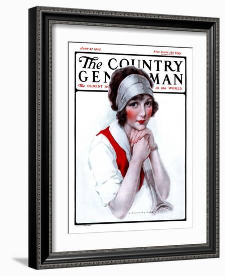 "Woman Tennis Player," Country Gentleman Cover, June 27, 1925-J. Knowles Hare-Framed Giclee Print