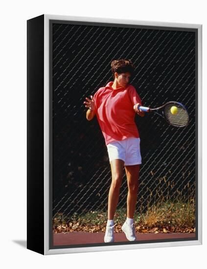 Woman Tennis Player in Action-null-Framed Premier Image Canvas