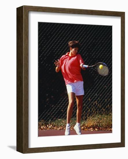 Woman Tennis Player in Action-null-Framed Photographic Print