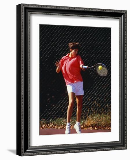 Woman Tennis Player in Action-null-Framed Photographic Print