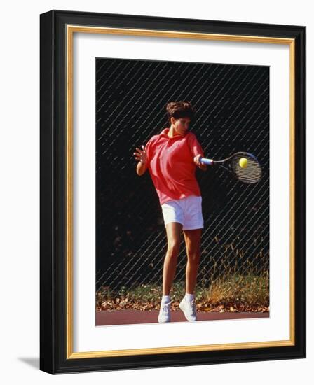 Woman Tennis Player in Action-null-Framed Photographic Print