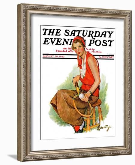 "Woman Tennis Player," Saturday Evening Post Cover, August 20, 1932-Ellen Pyle-Framed Giclee Print