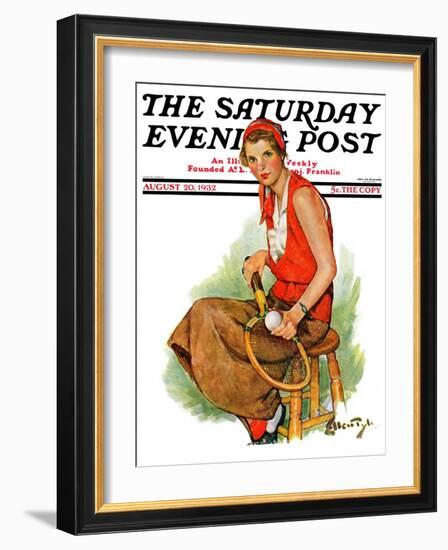 "Woman Tennis Player," Saturday Evening Post Cover, August 20, 1932-Ellen Pyle-Framed Giclee Print